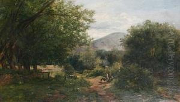 Merlin's Grave, Drumelzier Oil Painting by Pollok Sinclair Nisbet