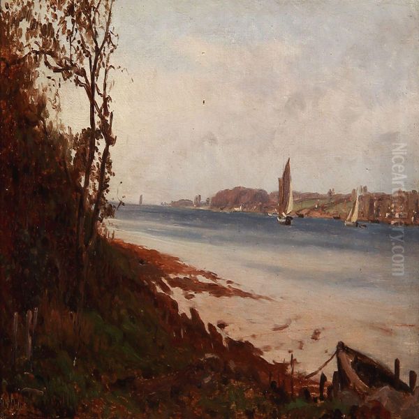 Bay With Sailing Boats Oil Painting by Thorvald Simeon Niss