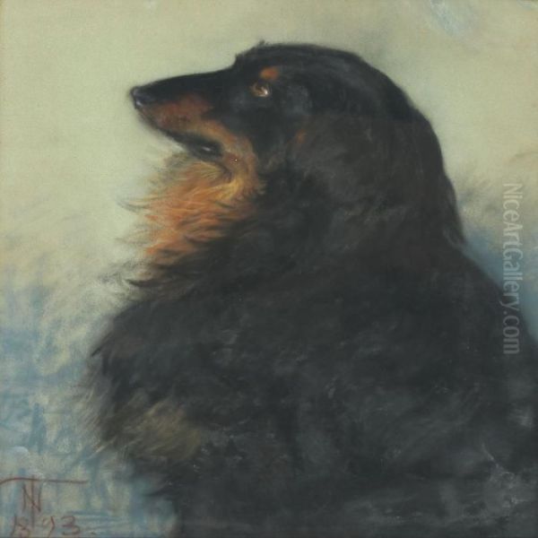 Portrait Of A Dog Oil Painting by Thorvald Simeon Niss