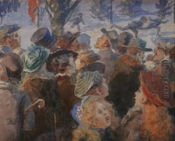 The Skaters' Race Oil Painting by Thorvald Simeon Niss