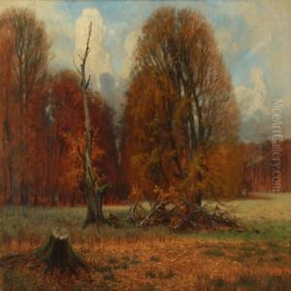 Autumn Day In The Deer Garden, Denmark Oil Painting by Thorvald Simeon Niss