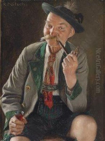 A Native Of Upper Bavaria Oil Painting by Richard Nitsch