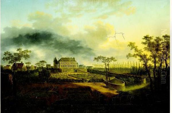 Vue D'un Chateau Et De Son Parc Oil Painting by Charles Francois Nivard