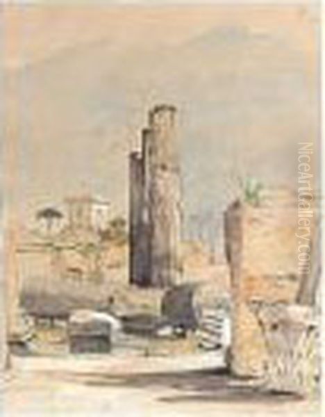 Temple Of Jupiter Serapis, Pozzuoli Oil Painting by Francis Russell Nixon