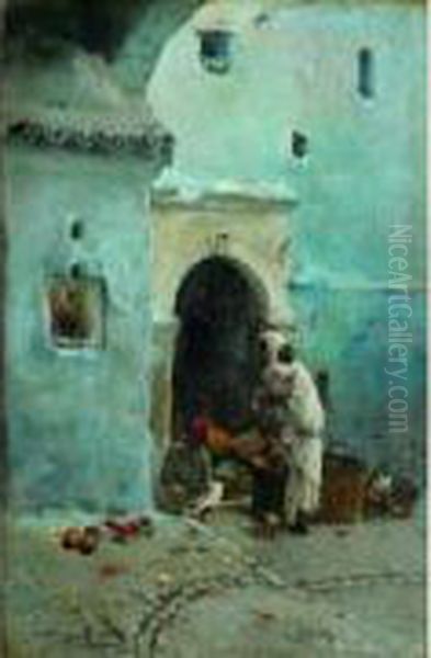 Marchand De Fruits A Alger Oil Painting by Francisque Noailly