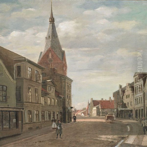 Flensburg Scenery With St Oil Painting by Jacob Nobbe