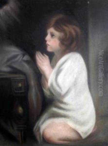 Study Of A Praying Child Oil Painting by Eliza Noble