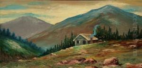 Cottage In The Mountains Oil Painting by John Noble