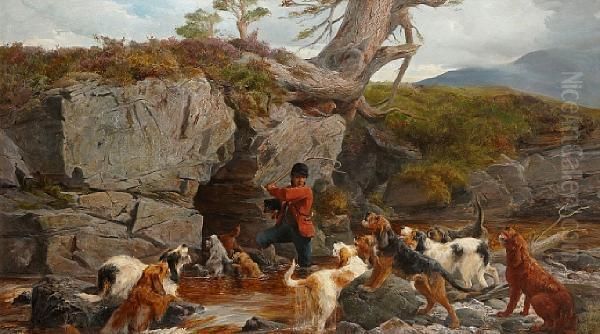 Otter Hunting Oil Painting by John Sargent Noble