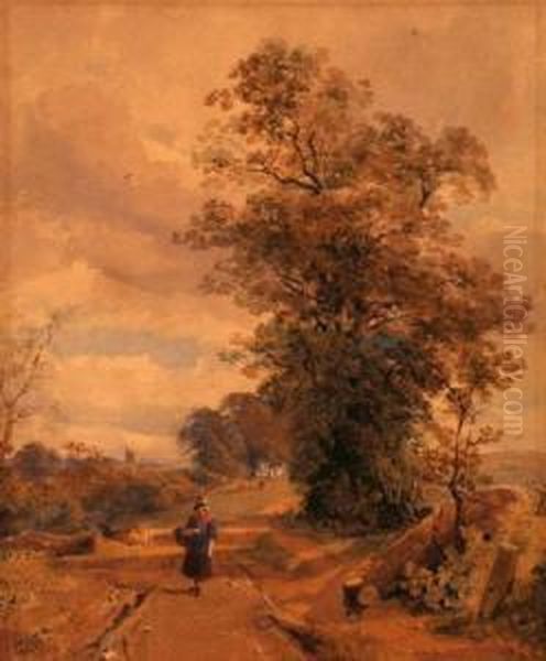 Figure On A Country Path Oil Painting by Richard Pratchett Noble