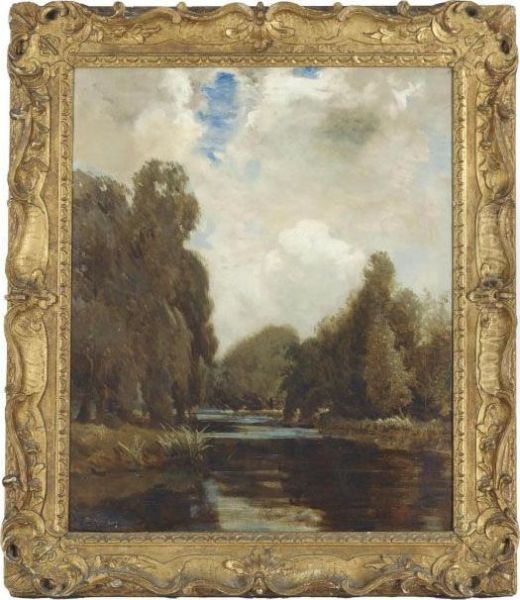 A Tranquil River Landscape Oil Painting by Robert Noble