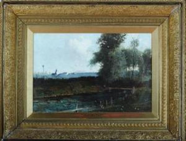 On The Tyne Near East Linton Oil Painting by Robert Noble