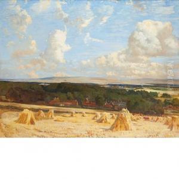 Tyninghame, East Lothian, The Hills Of Lammermorr Beyond Oil Painting by Robert Noble