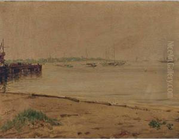 View Across Gravesend Bay To Seagate Oil Painting by Thomas Satterwhite Noble