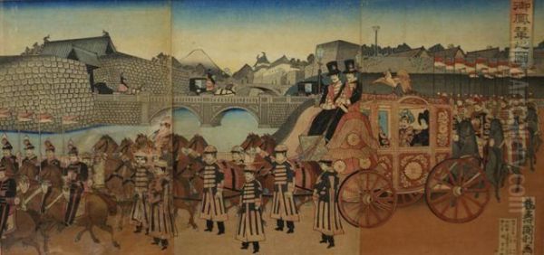 The Phoenix Carriage Oil Painting by Utagawa Nobukazu