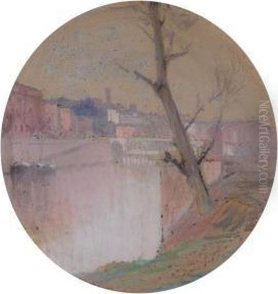 Scorcio Di Roma Dal Tevere Oil Painting by Arturo Noci