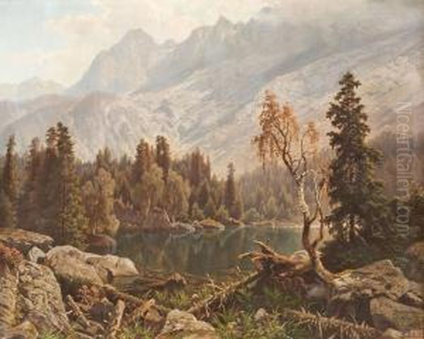 Gebirgssee Oil Painting by Wilhelm Theodor Nocken