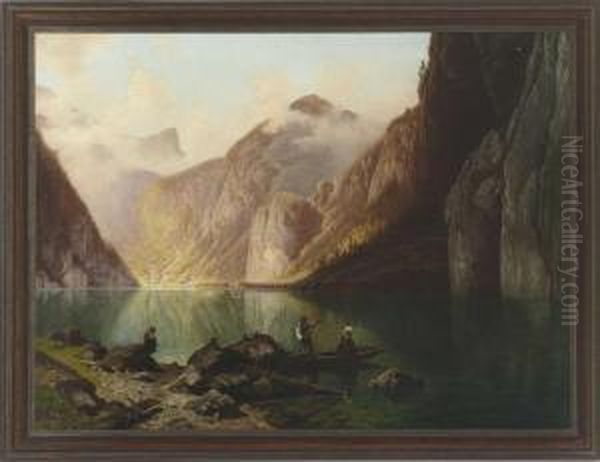 Am Konigssee. Oil Painting by Wilhelm Theodor Nocken