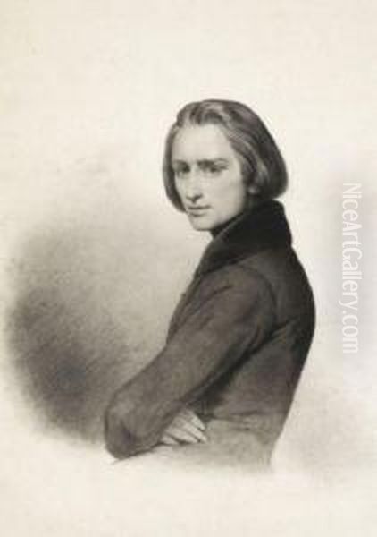 Portrait De Franz Liszt, D'apres Ary Scheffer Oil Painting by Leon Noel