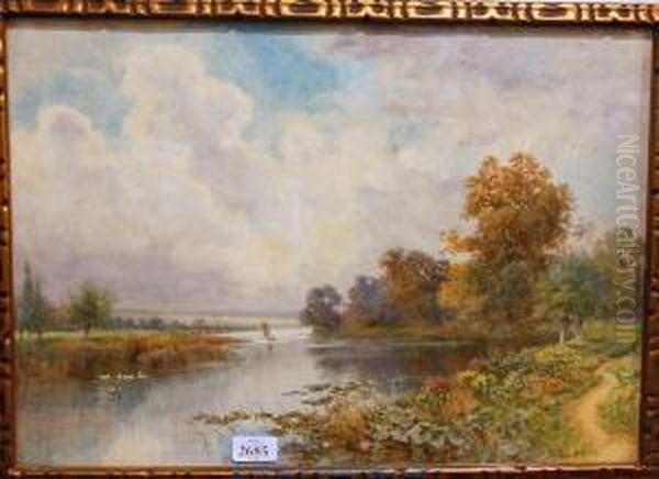 Tranquil River Scene Oil Painting by Thomas Noelsmith