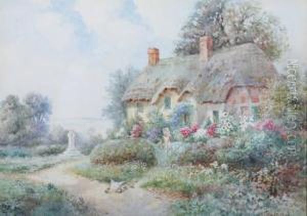 Cottage In The Springtime Oil Painting by Thomas Noelsmith