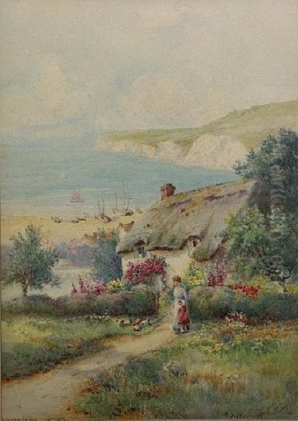 Robin Hood's Bay, Yorkshire. Cottages Above The Beach. Oil Painting by Thomas Noelsmith