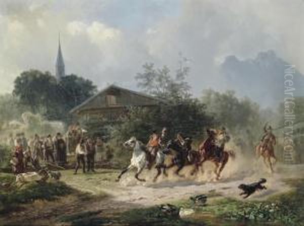 The Race Oil Painting by Julius Noerr