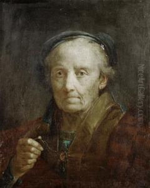 Portrait Of An Old Man, Bust-length, With Agold-trimmed Red Mantle Oil Painting by Giuseppe Nogari