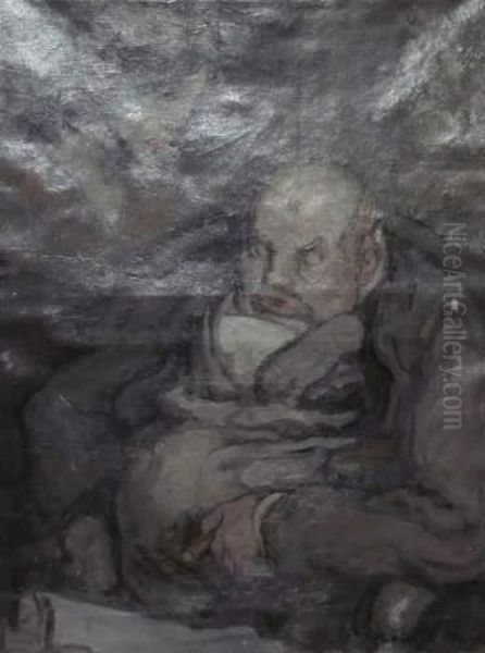 ?couple Fumant?. Oil Painting by Robert, Ernest Noir