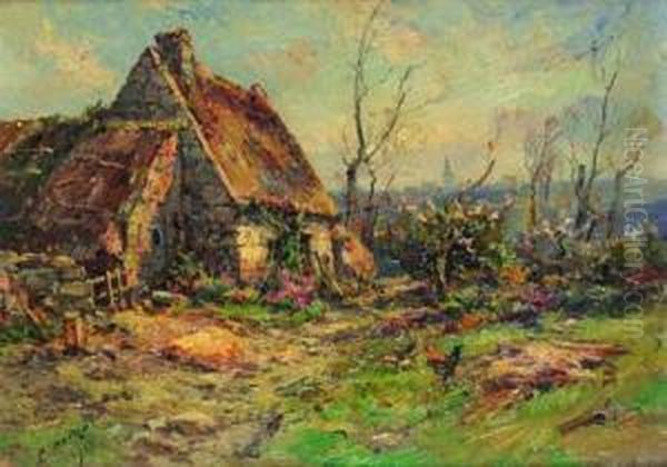 La Chaumiere A Trebeurden En Bretagne Oil Painting by Emile Noirot