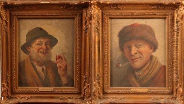 Portrait De Fumeur Et Portrait De Buveur Oil Painting by Louis Noirot