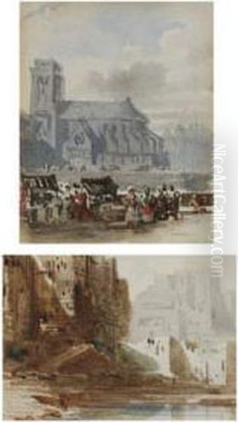 Vue Des Quais De Notre Dame Oil Painting by Francois J. & Rube, Auguste A. Nolau