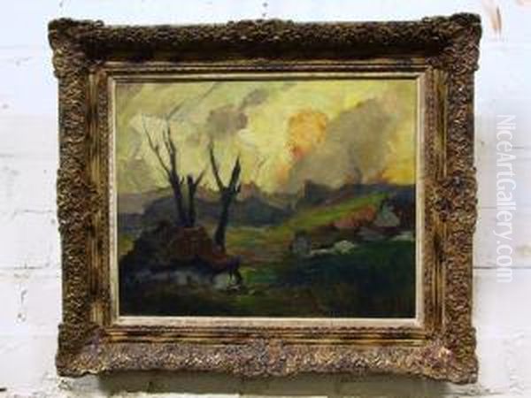 Description:landschap Met Hoeve Oil Painting by Lucien Nolens