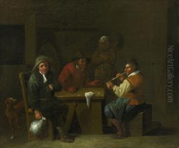 Rauchende Und
 Trinkende Bauern In Oil Painting by Jan Nollekens