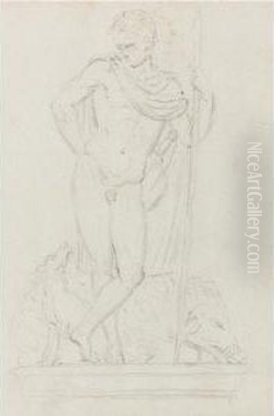 A Group Of Sketchbook Pages With Male Figures After Theantique Oil Painting by Joseph Nollekens