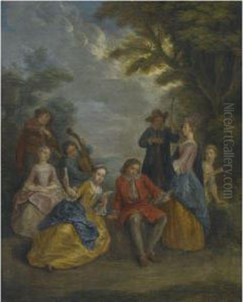 A Fete Champetre Oil Painting by Joseph Francis Nollekens