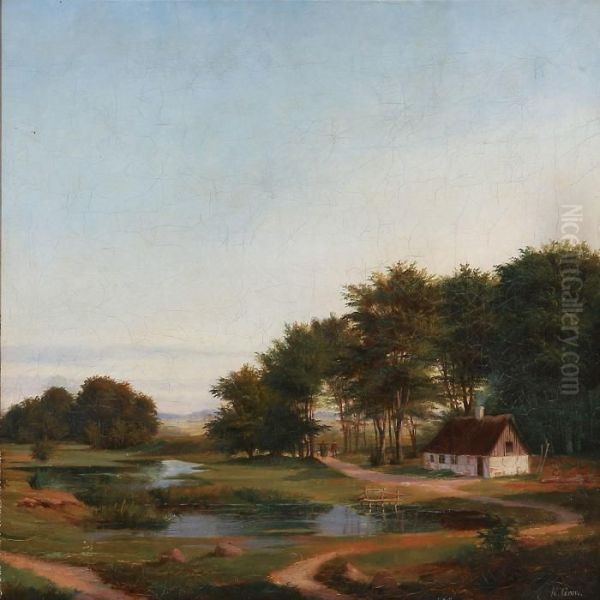 Summer Day In The Country Oil Painting by Nordahl Peter Frederik Grove