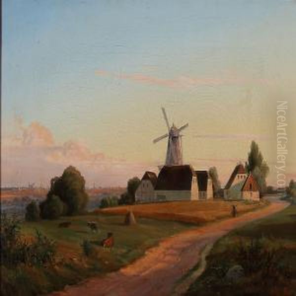 Summer Day Outside Copenhagen Oil Painting by Nordahl Peter Frederik Grove