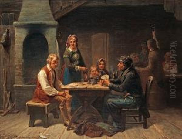 Playing Cards Oil Painting by Bengt Nordenberg