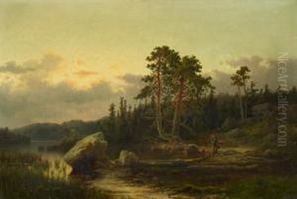 Abendstimmung Oil Painting by Axel Wilhelm Nordgren