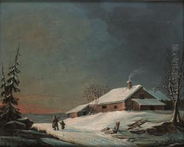 Vinterlandskap Oil Painting by Axel Wilhelm Nordgren