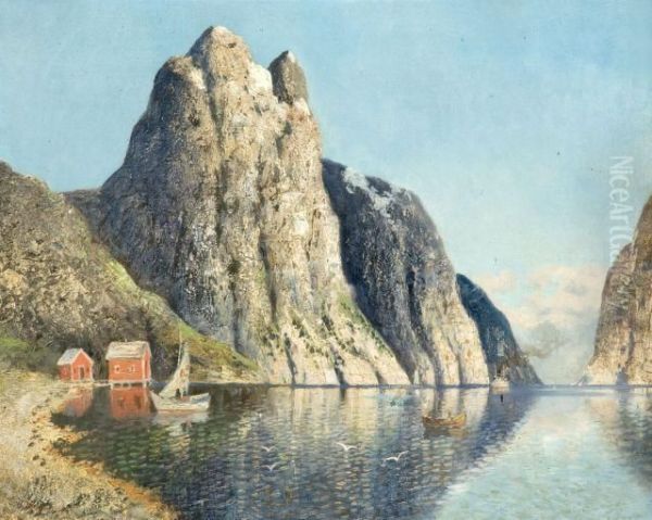 Vue D'un Fjord Oil Painting by Adelsteen Normann