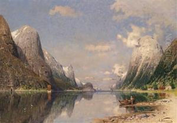 Fjord Landscape Oil Painting by Adelsteen Normann