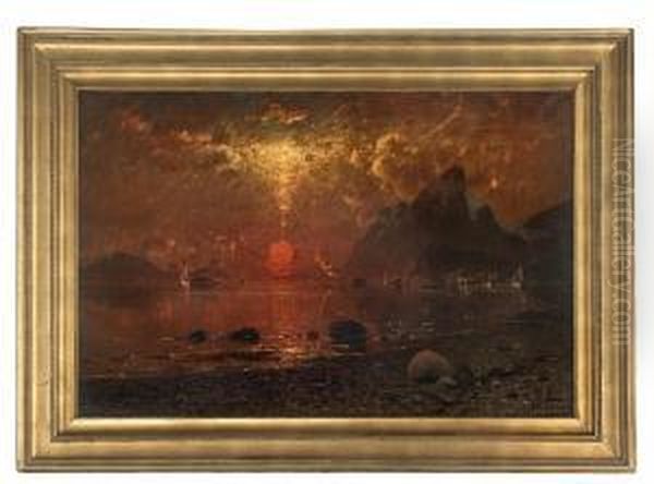 Midnight Sun Oil Painting by Adelsteen Normann