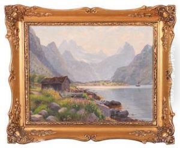 Fjordlandskap Oil Painting by Emma Pastor Normann