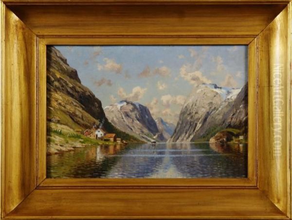 Fjordlandskap Oil Painting by Emma Pastor Normann