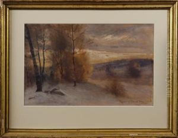 Varvinterlandskap I Kvallning Oil Painting by Reinhold Norstedt