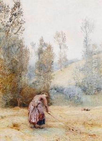 Raking Hay Oil Painting by John William North