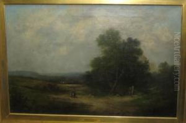 Figures On Path In A Vast Landscape Oil Painting by James Northcote