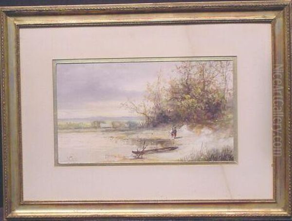 Figures By A Pond Oil Painting by James Northcote